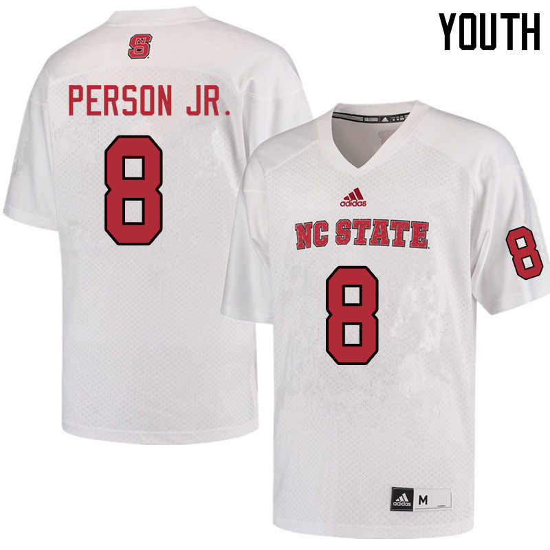 Youth #8 Ricky Person Jr. NC State Wolfpack College Football Jerseys Sale-White